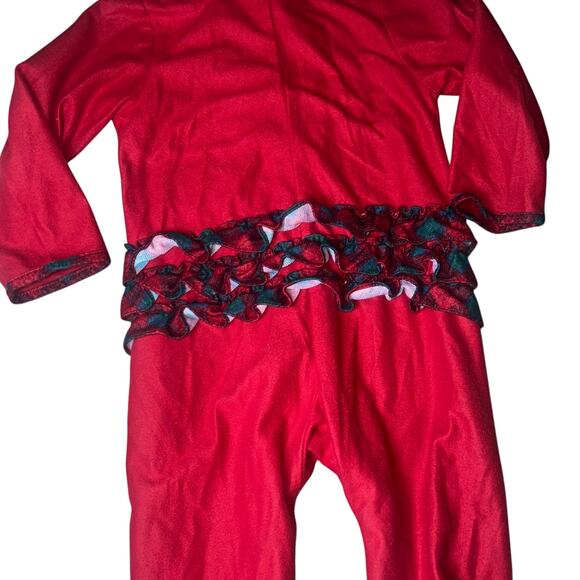 Vintage Disney Store Mickey embroidered footed Red plaid Christmas sleeper 12m - Picture 2 of 9